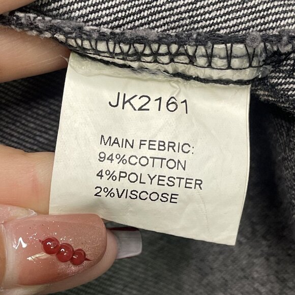 Tov Noir Womens Fringe Back Gray Denim Jacket Size 38 Button-Front - Picture 8 of 9